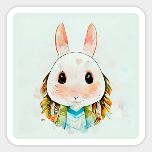 Bunny Lover Cute Rabbit Portrait Sticker